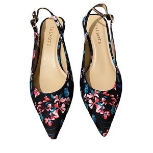 Talbots Beautiful Floral Print Slingback Pumps. 7.5 M. NWT